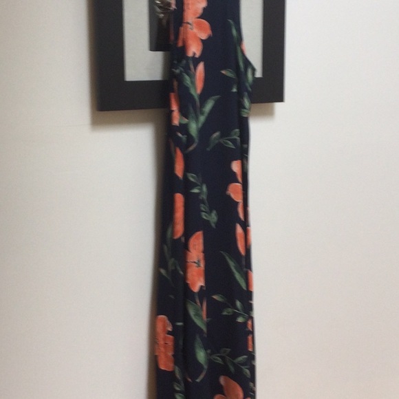 🎉Host Pick 🎉Beautiful  Navy with Orange Flowers Sheath Sz M - Picture 5 of 5